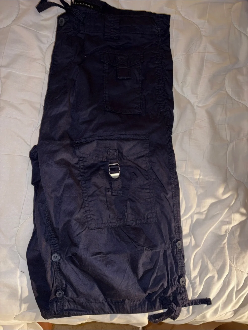 Sean John Men's White and Black Cargo Shorts